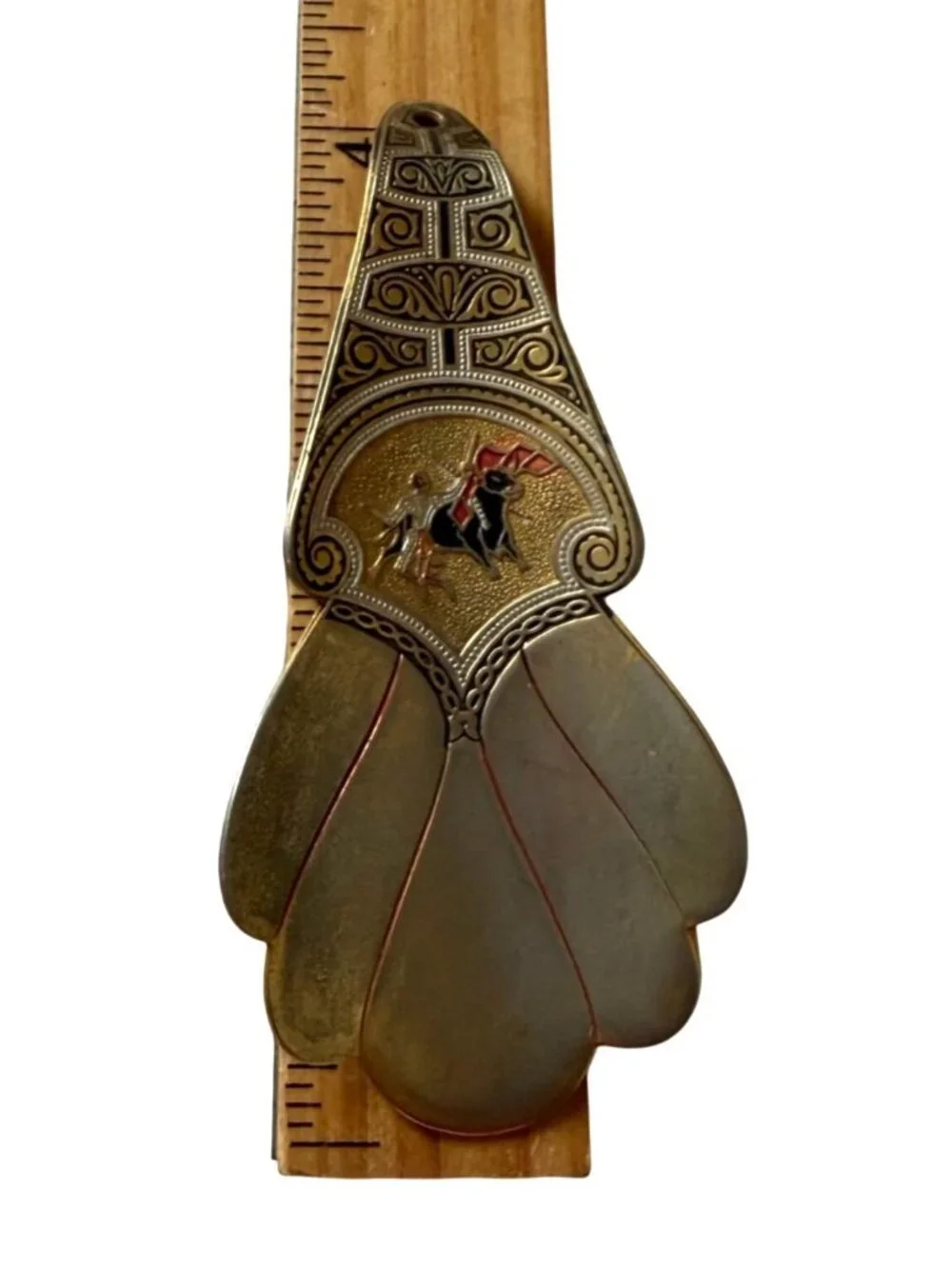 Vintage Spanish Matador Bull Shoe Horn Damascene Style Toledo Spain Souvenir